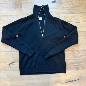 Toteme Merino Wool Half Zip in Black